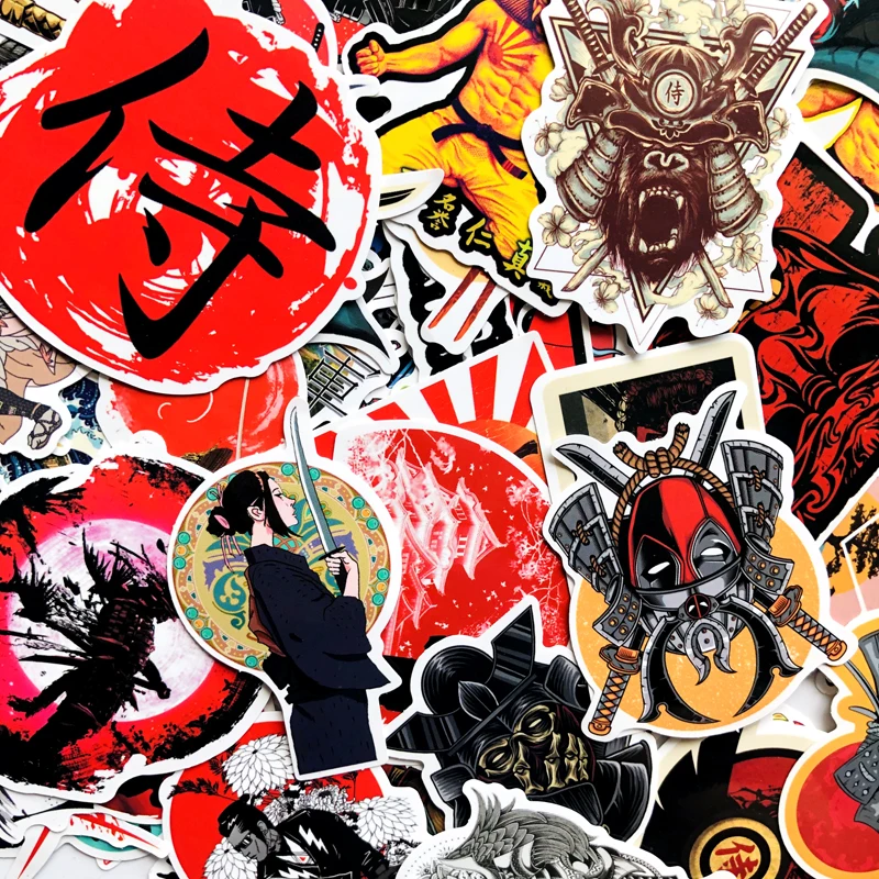 65 шт. Bushido Kanji японский персонаж наклейка s Мода для багажа автомобиля ноутбука Наклейка на Холодильник Скейтборд наклейка