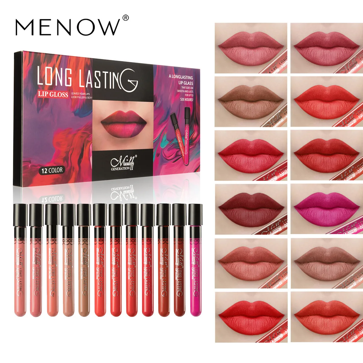 

Cross Border Hot Sale Menow Matte Non Stick Cup Non Fade Lipstick Set 12 Color L11008b Matte Lipstick Nude Lipstick
