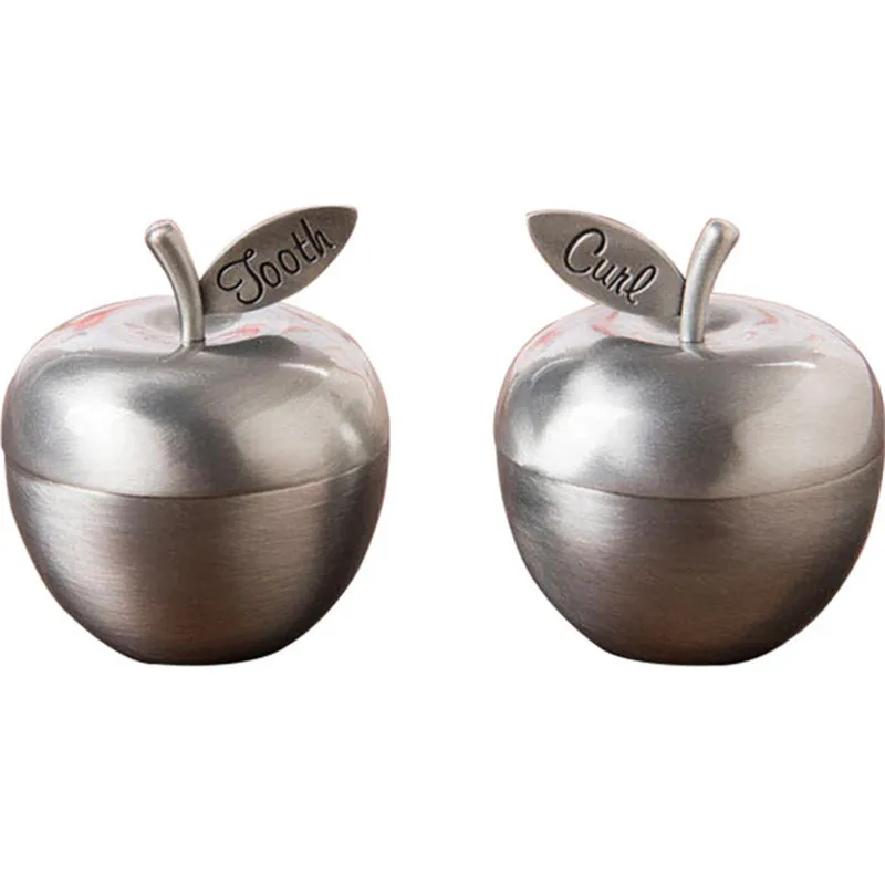Metal Baby fetal My First Hair and Teeth Storage Box Apple Shape Baby Save Milk Teeth Collection Gift Box
