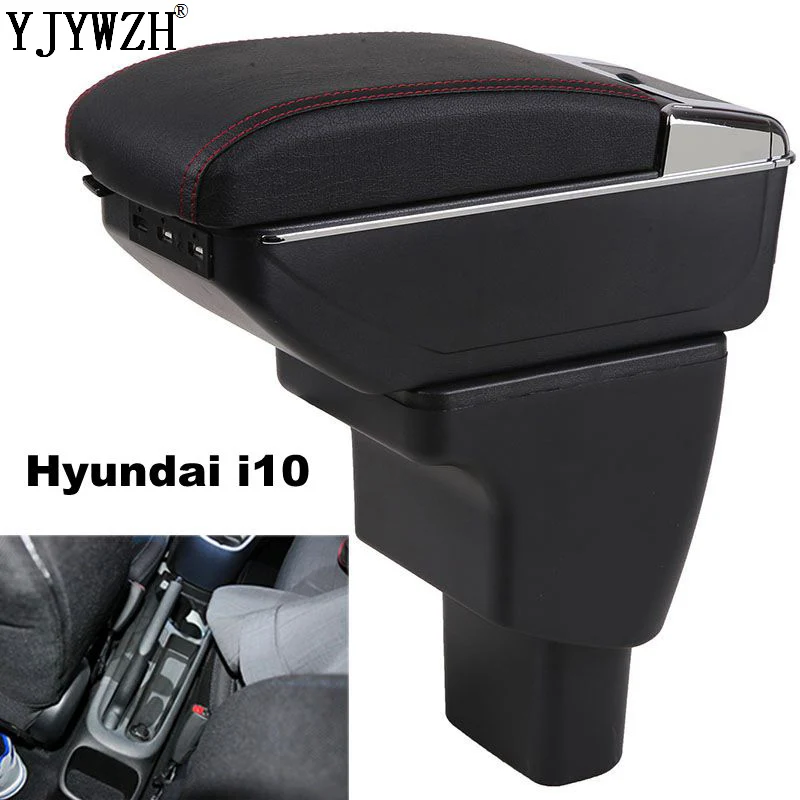  Caja de reposabrazos para Hyundai I10 soporte de brazos caja de consola de centro de carga USB con 