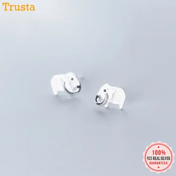 

Trusta Minimalist Genuine 925 Sterling Silver Sweet Wire Drawing Elephant Stud Earring For Women Friends Jewelry Gift DA566