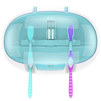 

UV Toothbrush Sterilizer Wall-mounted Toothbrush Holder Portable 2 Teeth Brushes Ultraviolet Disinfection Box for Home Travel