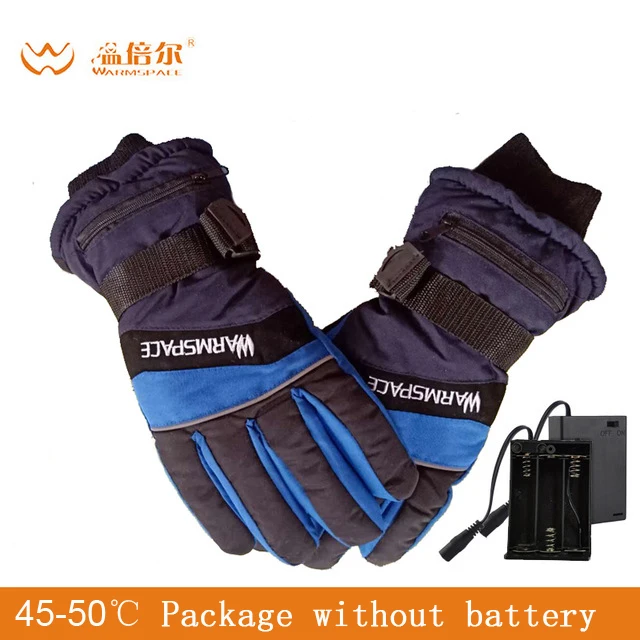 Blue battery case Warmspace, зимние, USB, перезаряжаемые, электрические, тепловые, с подогревом, перчатки, теплые, для велоспорта, велосипеда, лыжные перчатки - Цвет: Blue battery case
