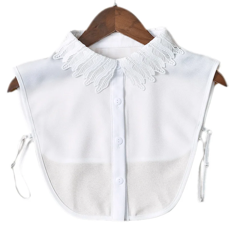 

New Floral Lace Fake Collar Women Lapel Button Down Detachable White Lapel Half Shirt False Collars Girls Removable Decor