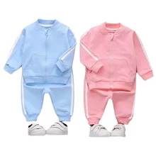 Nova primavera outono crianças meninas roupas do bebê meninos com zíper calças jaqueta 2 pçs/sets crianças infantil traje da criança moda roupas esportivas