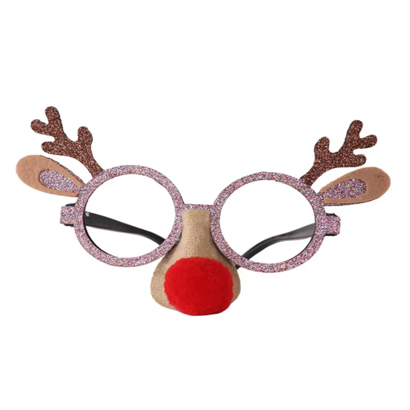 1PC Christmas Decorations Glasses Adult Kids Toys Christmas Antlers Santa Claus Snowman Glasses DIY Party Decoration@D - Цвет: B