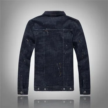 

Fashion Mens Denim Jacket Cool Man Casual Printed Jeans Coats Outerwear Long Sleeve Slim Fit Brand Clothing Motorcycle Jackets