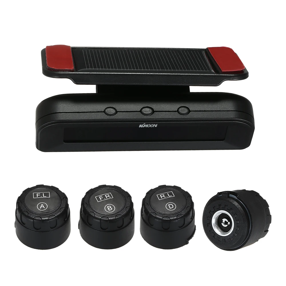 TPMS беспроводная система контроля давления в шинах в реальном времени Солнечная энергия с четким ЖК-дисплеем 4 внутренних датчика функция сигнализации