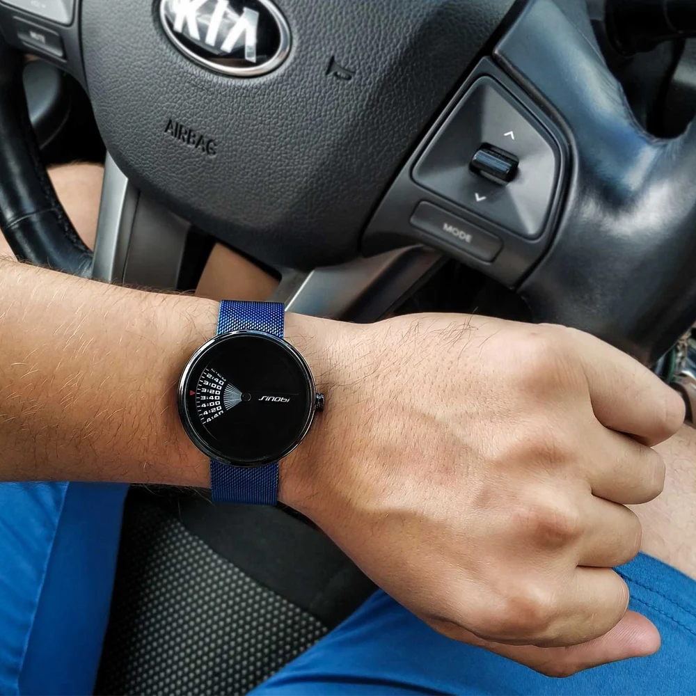 Мужские модные часы SINOBI оригинальный дизайн креативные наручные с сетчатым