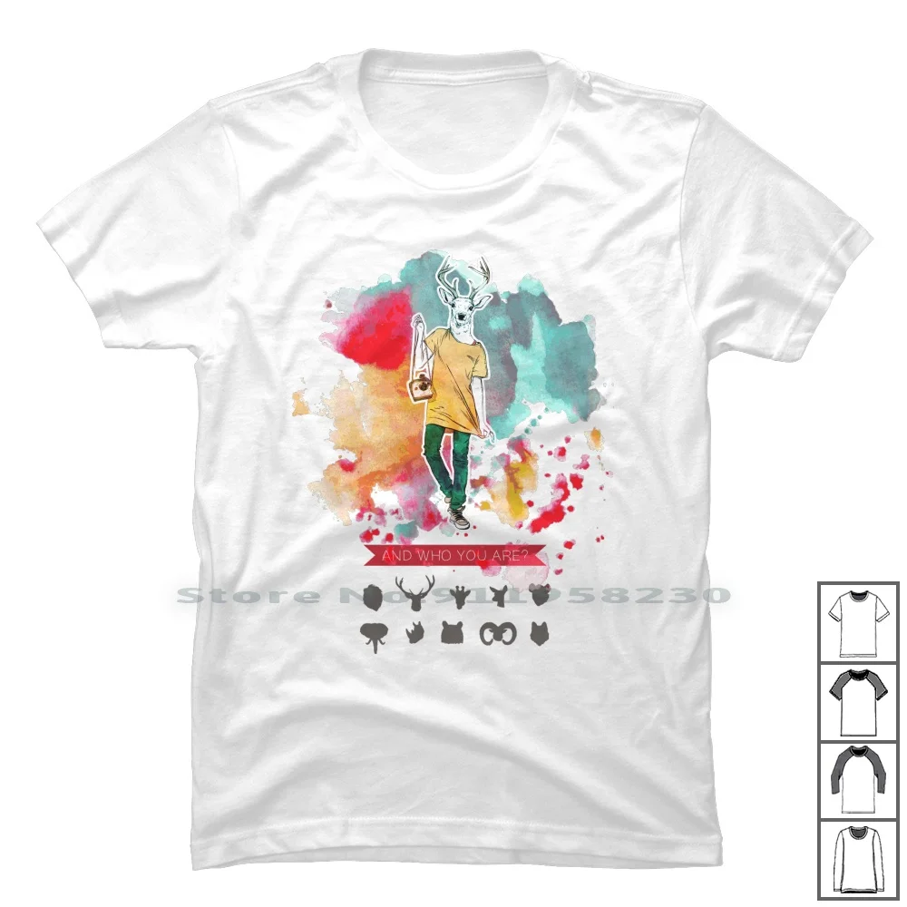 А кто вы? Фотографирование оленя! Футболка из 100% хлопка с акварельным рисунком