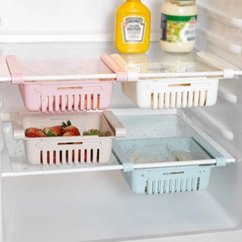 

Adjustable Stretchable Refrigerator Organizer Drawer Basket Refrigerator Pull-out Drawers Fresh Spacer Layer Storage Rack