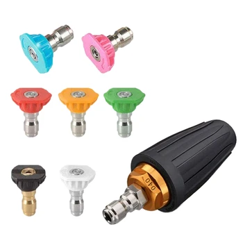 

3600PSI Pressure Washer Turbo Nozzle Spray Tip 360° Rotating 1/4 inch Quick Connect with 7 Spray Nozzle Tips Kit