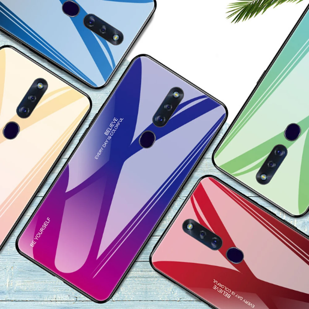 Чехол FLOVEME из закаленного стекла с градиентом Aurora подходит для huawei