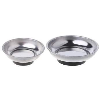 

Round Magnetic Parts Tray Bowl Dish Stainless Steel Garage Holder Tool Organizer 95AA