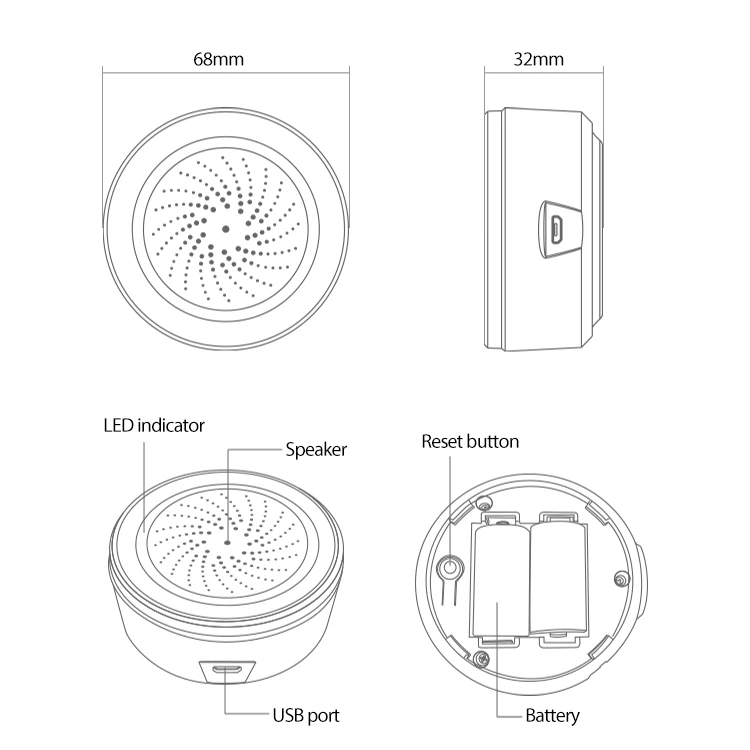 ZigBee Tuya Siren Alarm With Temperature Humidity Sensor 90dB Sound Light Home Security Alarm Works SmartLife APP Zigbee Gateway home alarm key pad