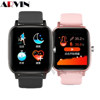 

Arvin Newest Full Touch Body Temperature Smart Watch T98 Man Women Watches Heart Rate Tracker Smartwatch 2020 Sport Wristband