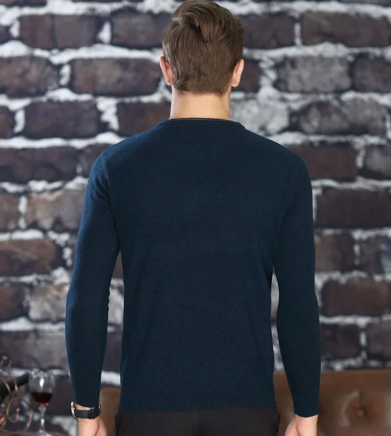 Мужской брендовый Роскошный кашемировый деловой Повседневный свитер с v-образным вырезом, зимний теплый тонкий пуловер, мужской толстый модный свитер, топы