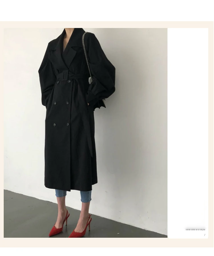 Elegant Women Trench Coat 2022 New Autumn Double Breated Oversize Long Coat Lady Streetwear Korean Outwear Runway Windbreaker