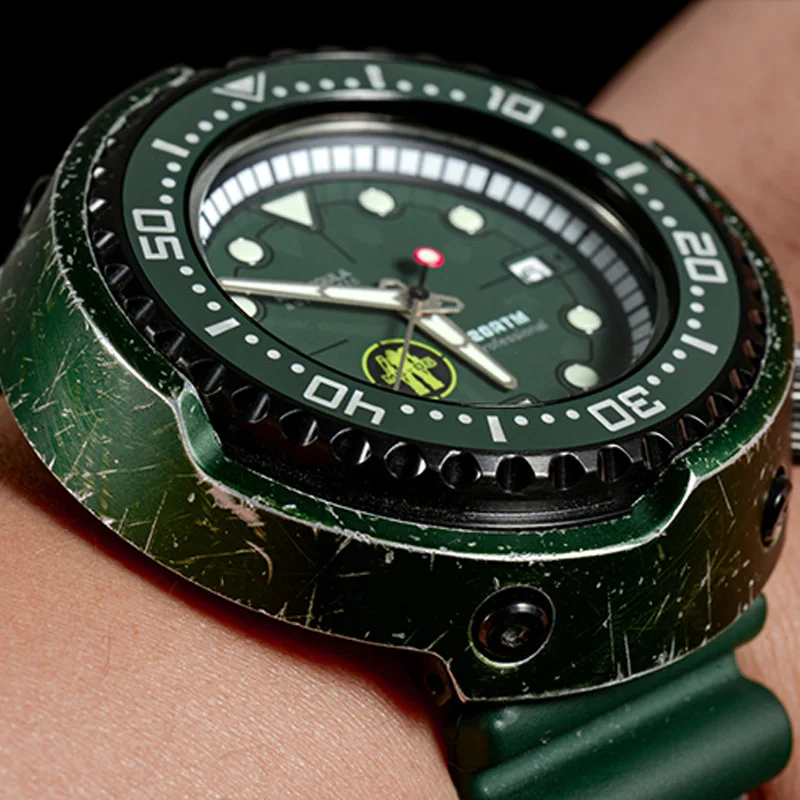 Старение чехол Retangula Zaku Tuna Auotamic Diving часы с сапфировым стеклом Rubber NH35