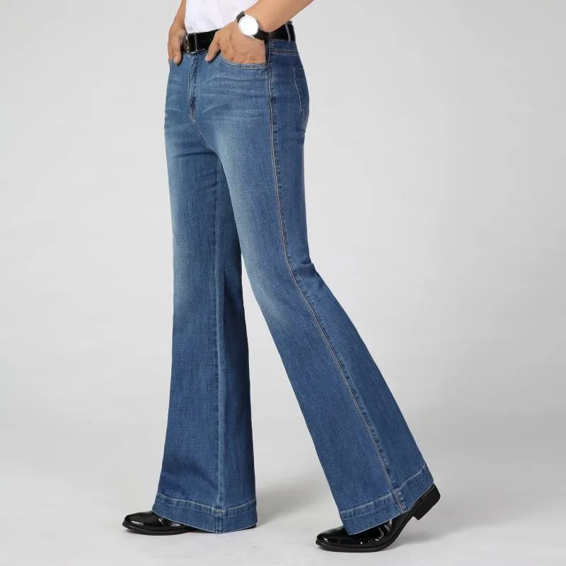 Мужские джинсы, новинка, мужские Стрейчевые брюки со средней талией, мужские высококачественные облегающие модные брюки, широкие брюки