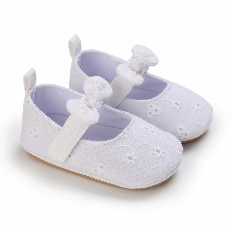 Infant Newborn Baby Girls Princess Non-Slip Floral Border Shoes Toddler Baby Soft PU Leather Prewalker Shoes Solid First Walkers