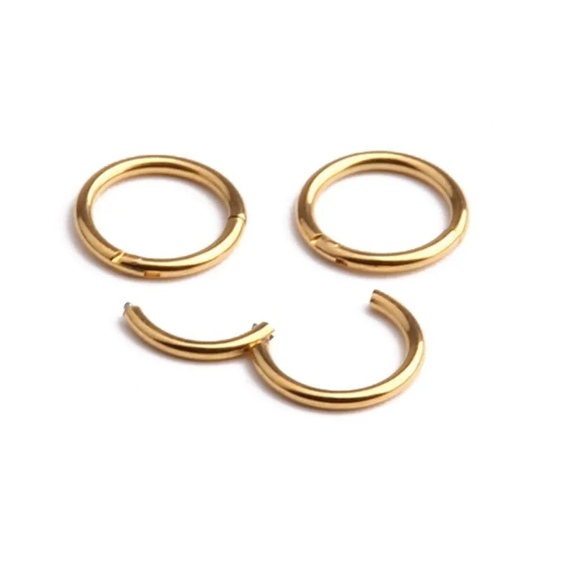 Surgical Steel Nose Ring Clicker Hinge Ear Helix Tragus Ring Hoop Body Piercing Jewelry Thickness 0.8mm 1mm 1.2mm 1.6mm