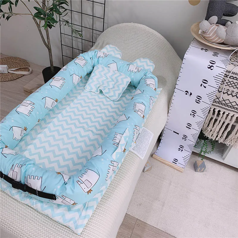 Хлопок Детская кровать гнездо портативная кроватка новорожденный путешествия кровать бамперы корзина Младенческая Анти-опрокидывание сна кормящих