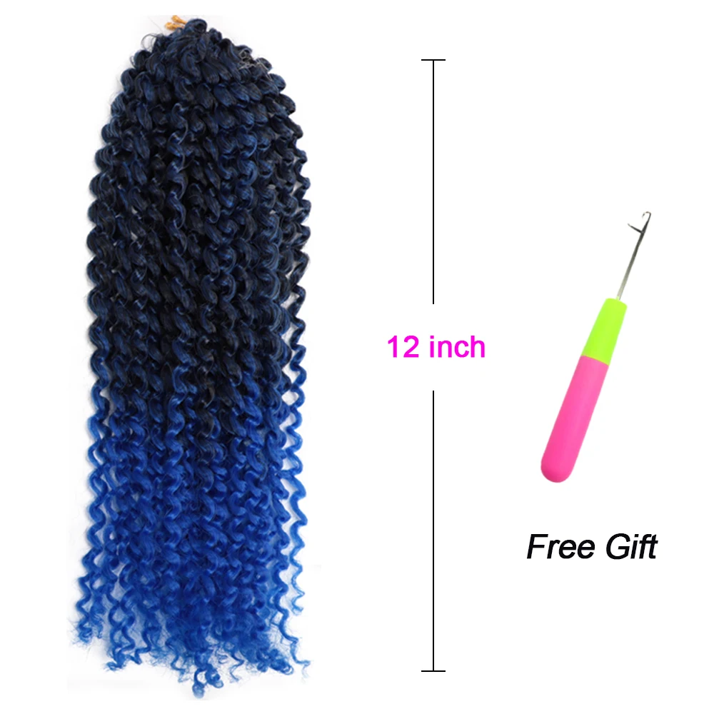 T1B-Blue Современные QUEEN 1" Marley косички Ombre синтетические плетеные волосы 24 пряди/упаковка крючком косички Marlybob Jerry Curl ямайский - Цвет: T1B-Blue