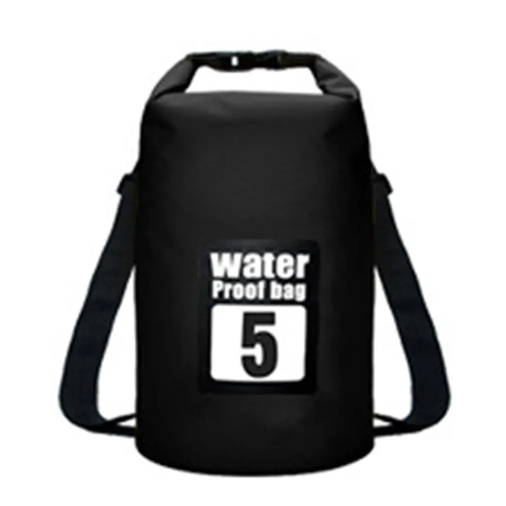 black 5L Водонепроницаемая сумка для плавания, рюкзак для сухого плавания, складная дорожная сумка для хранения, большая емкость для каноэ, рафтинга на каяке - Цвет: black 5L