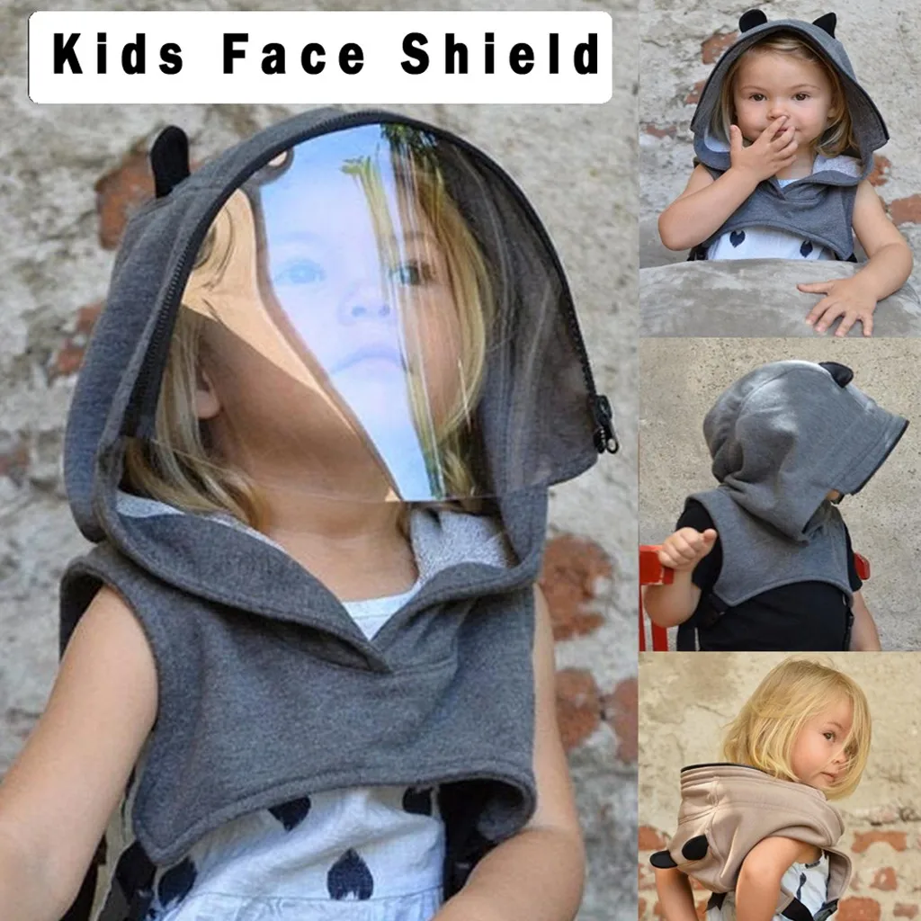 Los niños de moda 360 máscara protectora usar claro sombrero con capucha a prueba de polvo lavable protección facial reutilizable extraíble Mascarilla 4| | - AliExpress