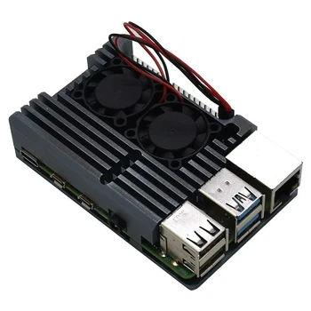

Cooling Metal Case for Pi 4, Aluminium Alloy Armor Case with Dual Fan Heatsink for Raspberry Pi 4 Model/Pi 4B