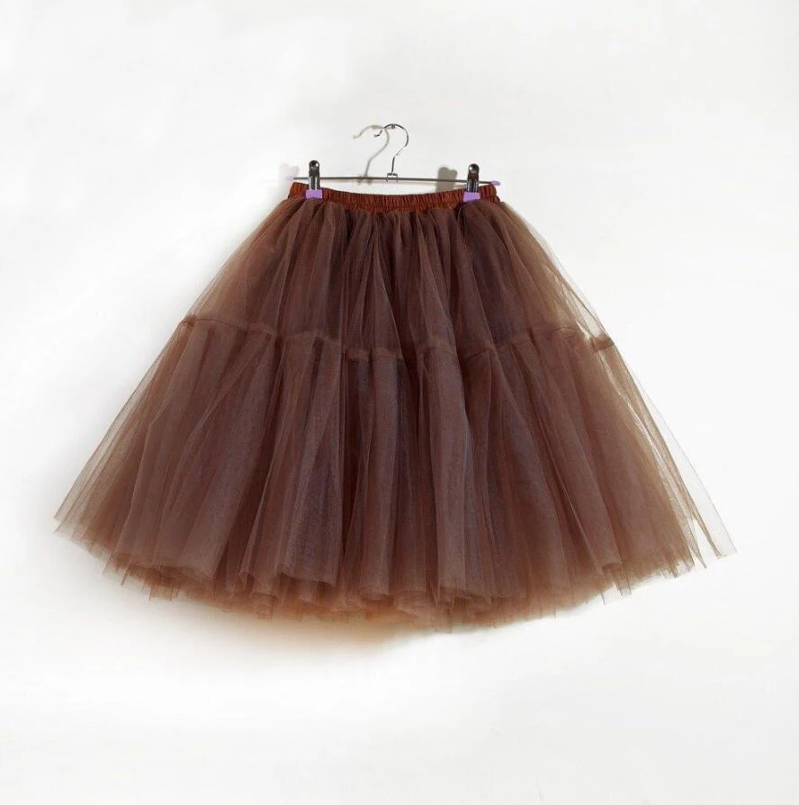 Brown 2" с юбкой-пачкой для девочек 50s ретро Нижняя нижние юбки свадебное платье обруч, кринолин Лето рокабилли пачка вечерние платье для танцев - Цвет: Brown