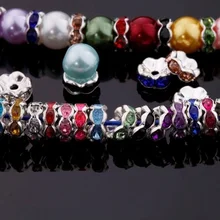 100Pcs Wave Side Metal Silver Spacer Beads 6mm 8mm DIY Accessories Austira Crystal Rhinestone Rondelle Charms Cristal Perlen