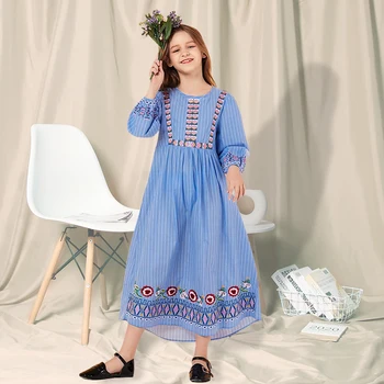 

Cotton Girl Dress 2020 Summer Spring New Girl Clothes Casual Long Sleeve Strapless Princess Dress Embroidery Dresses Designer