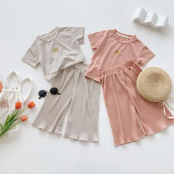 

2020 Hot Selling Baby Girls 2pcs Set T Shirt+Pants Summer Kids Girls Suits 2-7 Years