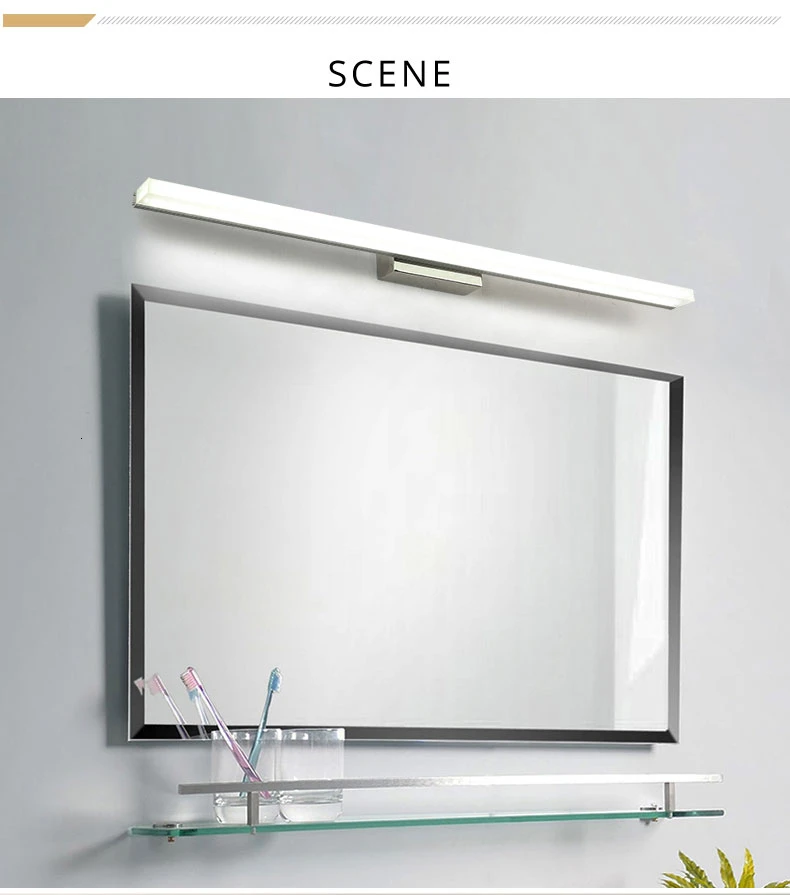 Светодиодный зеркальный свет из нержавеющей стали AC85-265V современный настенный светильник ванная комната огни 40 см 60 см 80 см 100 см 120 см