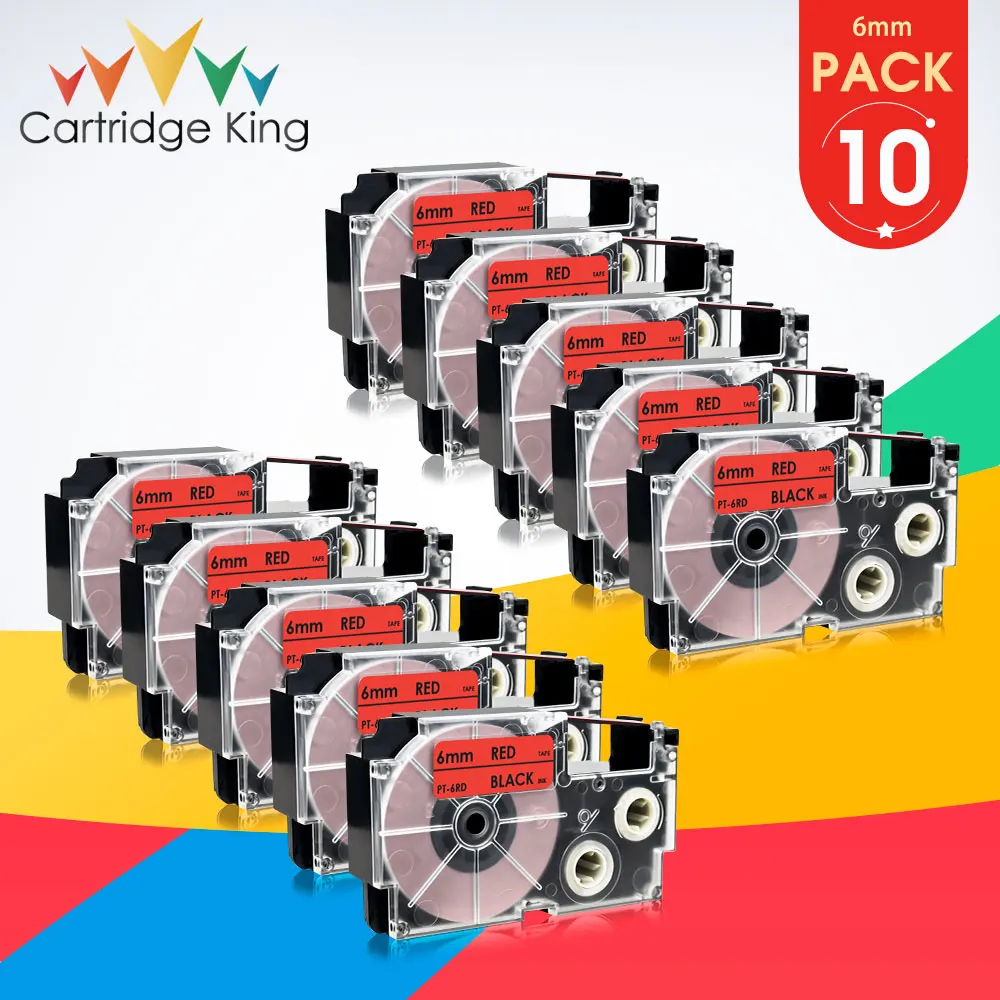 10PK черный на красном Замена для объектива с оптическими зумом Casio XR 6RD этикетка