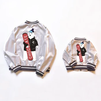 

family matching clothes boys Polar bear print jackets mommy and mini me shirts clothing mum mom and daughter dress baby sister