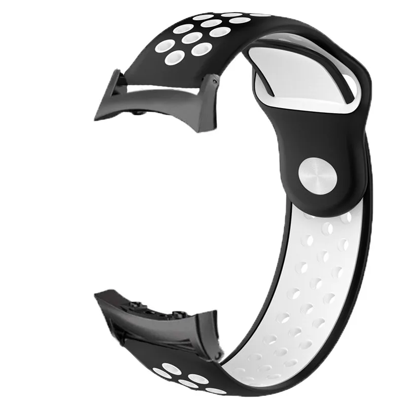 black white Для samsung gear Fit2 ремни/gear Fit 2 Pro ремешок силиконовые умные часы спортивный ремешок ouble цвет мягкий дышащий пояс с адаптером - Цвет: black white