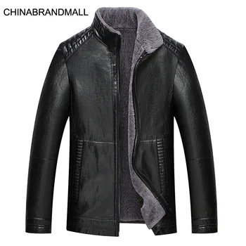 

Winter Middle-aged And Elderly Leather Coat Male Coat Plus Velvet Thicken Pu Leather Fat Man Plus Fat Plus Yili Collar