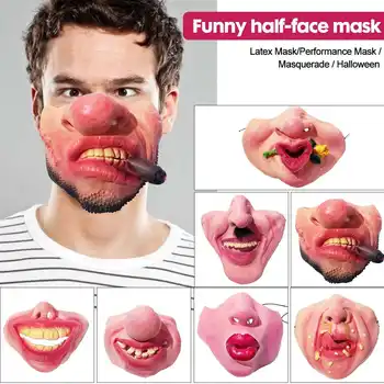 

Tricky Big Teeth Latex Mask Fancy Dress Masquerade Party Horror Creepy Elastic Band Half Face Masks Carnival Birthday Gift