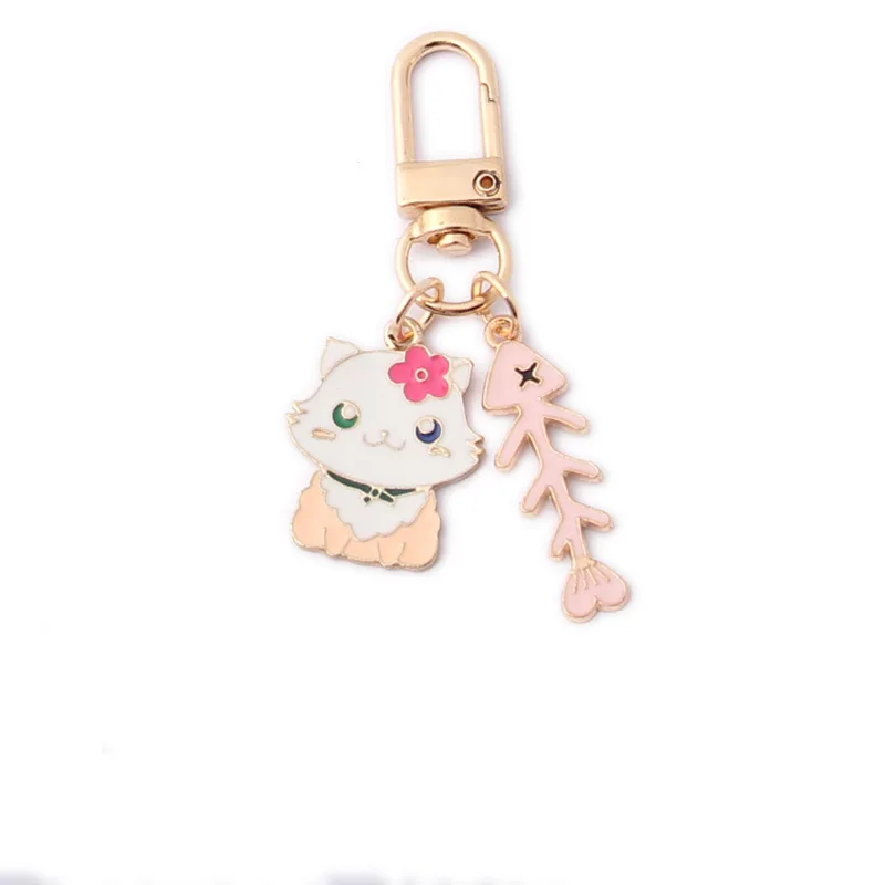 Kawaii Подвески эмалевый сплав декорированный кулон брелки орнамент аксессуары милые животные Плавающие капли масла брелоки 10 шт