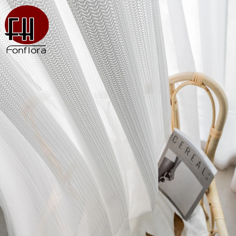 White Sheer Curtains for Living Room, Modern Solid Net Tulle Curtain for Bedroom Window, Ready-made Cortinas, Customized, Rideau 3