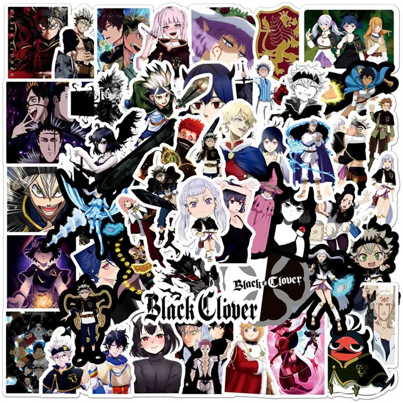 

50PCS Anime Black Clover Quarter Knights Card Stickers DIY Waterproof Scrub Card Kids Toys Collection Gift Decals Sticker