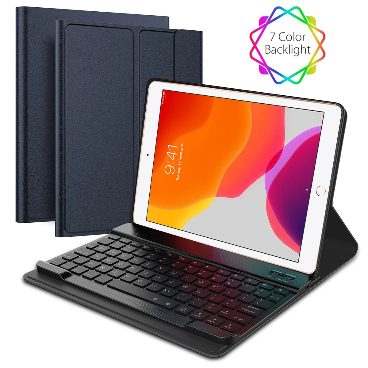Для iPad 10,2 Чехол 7 цветов с подсветкой Беспроводная Bluetooth клавиатура из искусственной кожи чехол для планшета для iPad 7th Gen 10," Чехол
