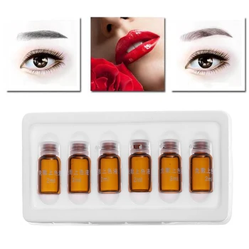 

6Bottles/Box 2ml Fixed Color Effective Permanent Eyebrow Lips Tattoo Anesthetic Microblading Numbing Accessory Body Art Tools