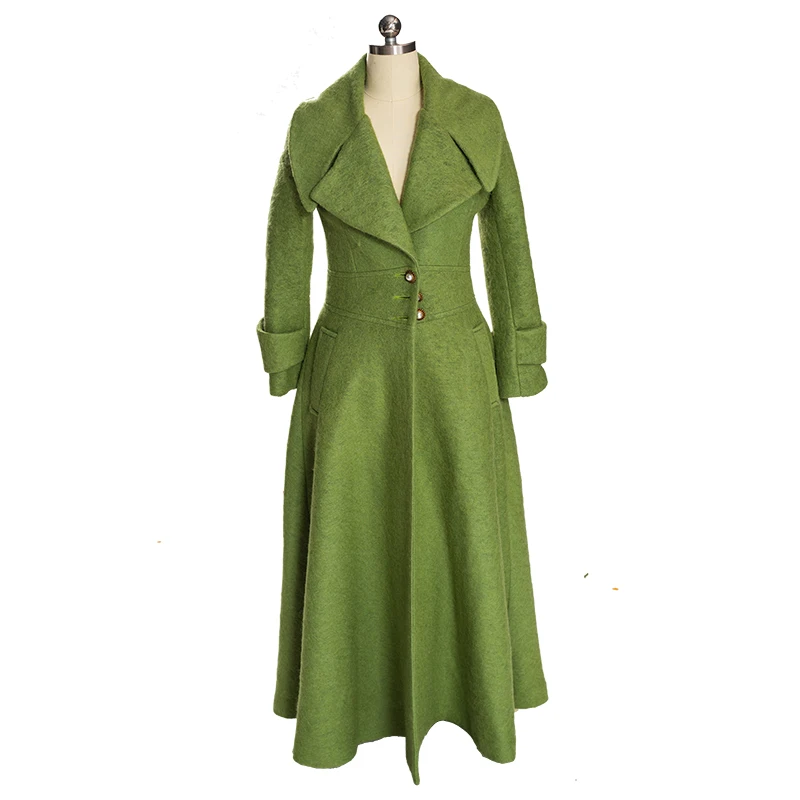 YOSIMI Autumn Winter Maxi Elegant Wool Long Women Coat Women Green Plus Size Coat Famale S-XXL Coats Woolen Jackets Women