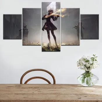 

Game Poster 5 Panel Nier Automata 2B Painting Modern Wall Art Decor Canvas Print Pictures for Living Room Home Decoration