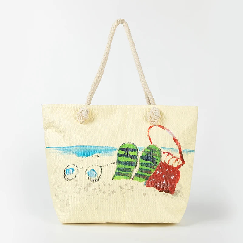 

100% artificial hand-painted fashion beach bag beach bag handbag green shopping convenience travel handbag