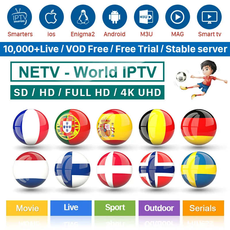  Iptv France Arabic 1 Year QHDTV NETV Sansat Iptv Subscription for Android M3U smart tv belgium Neth - 4000396670454